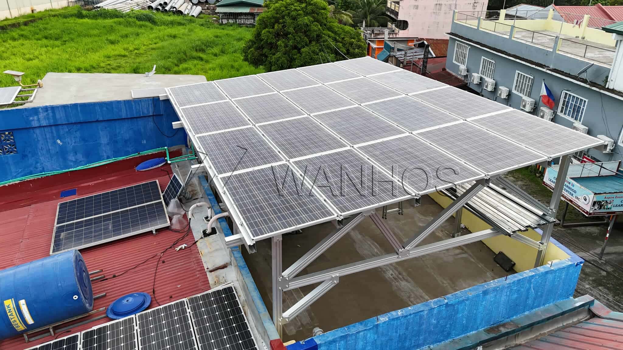 Cement Roof Solar Mount Success: 11kW Flat Roof Installation in Philippines
