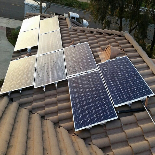 Solar panels installed on tile roof