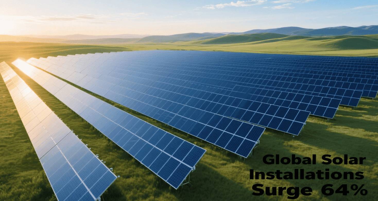 Global Solar Installations Surge 64% in First Half of 2025