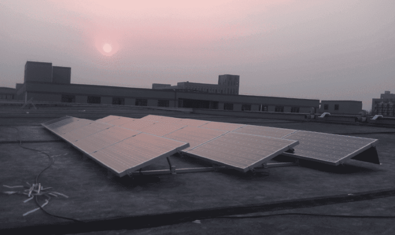 solar panels mounted on a flat roof